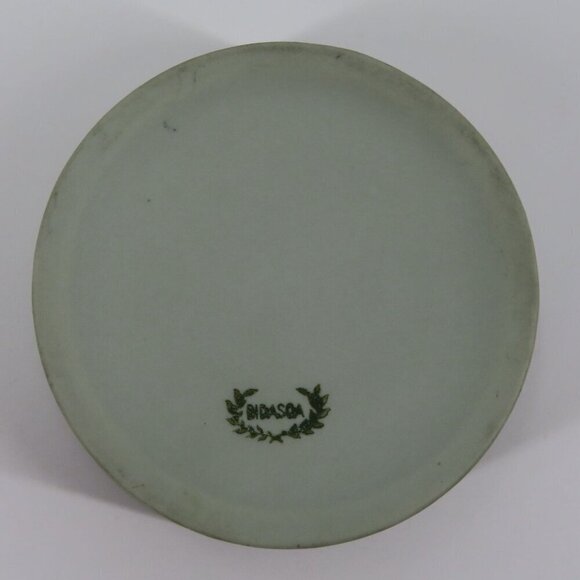 VTG Green Porcelain White Cameo Profile Historic Man Person Lidded Trinket Dish - Picture 6 of 11